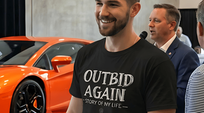 Outbid Again shirt – funny car auction t-shirt
